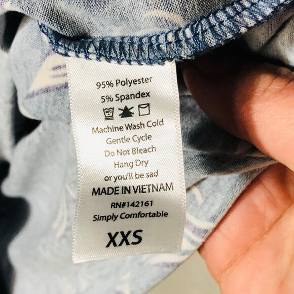 LuLaRoe Julia dress short sleeve blue white polyester blend xxs 38 READ new - Picture 4 of 12